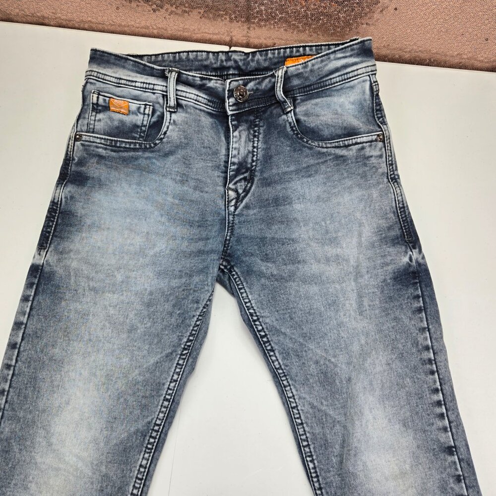 Hugo Boss Skinny Denim Jeans Size 28 Light Blue Zip Fly Acid Wash